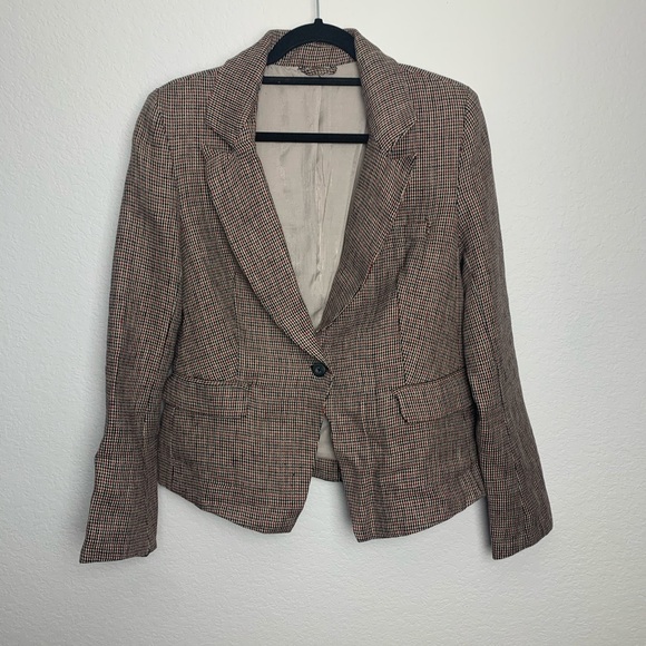 Free people chessboard snark linen blazer S - Picture 3 of 10
